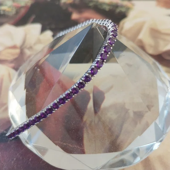 Sterling Silver Amethyst  Bracelet - Picture 12 of 16